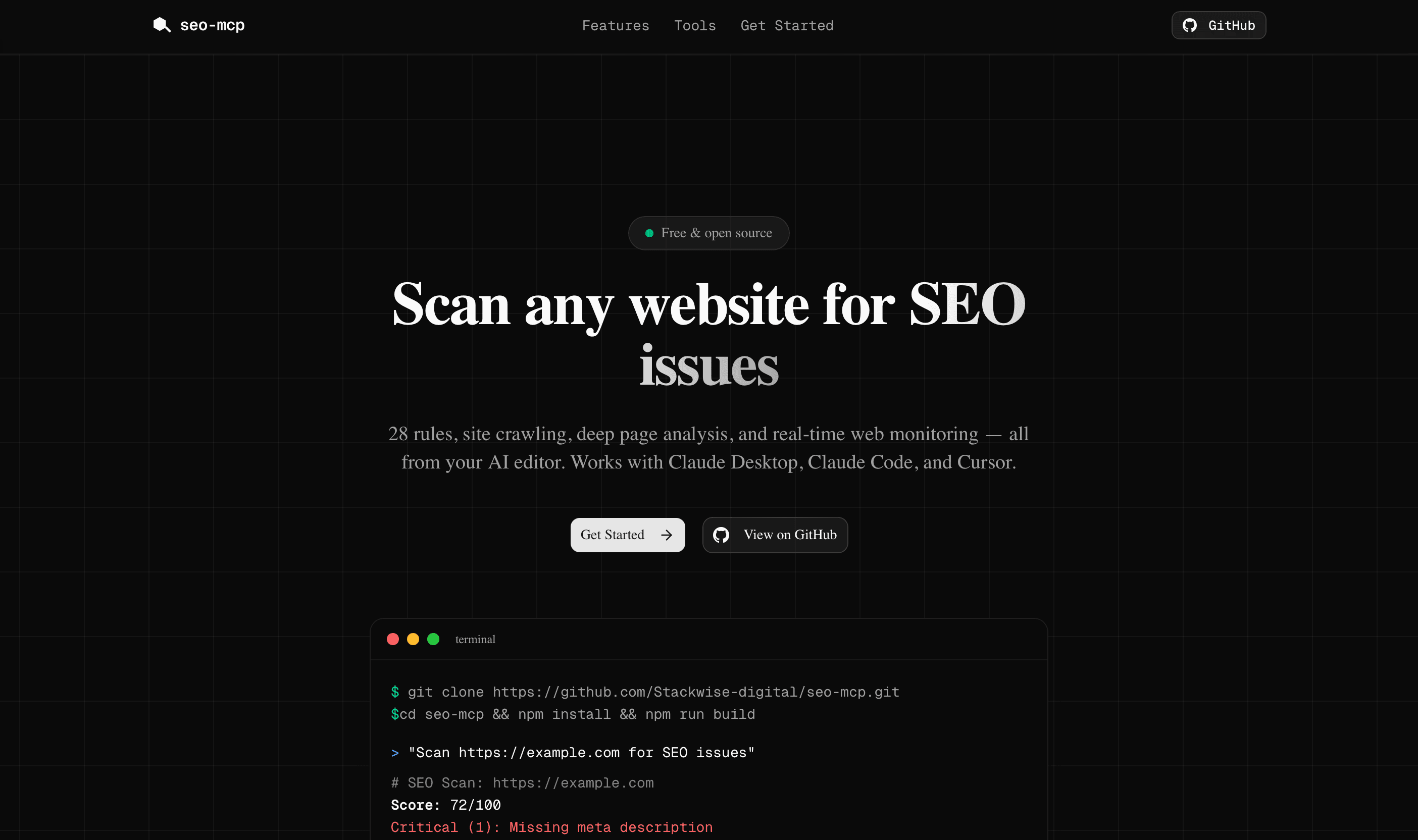 seo-mcp — Free & Open Source MCP Server for SEO Auditing